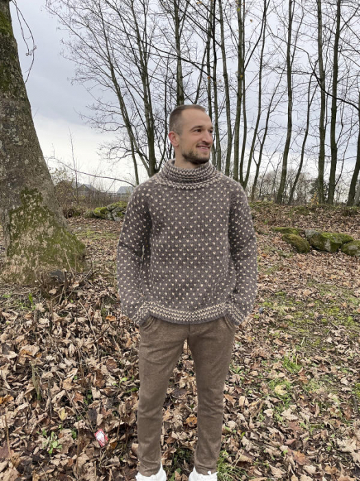 Gjestal - Thel Islender Genser Brun Melert & Beige 294-10D (Cortina Soft)
