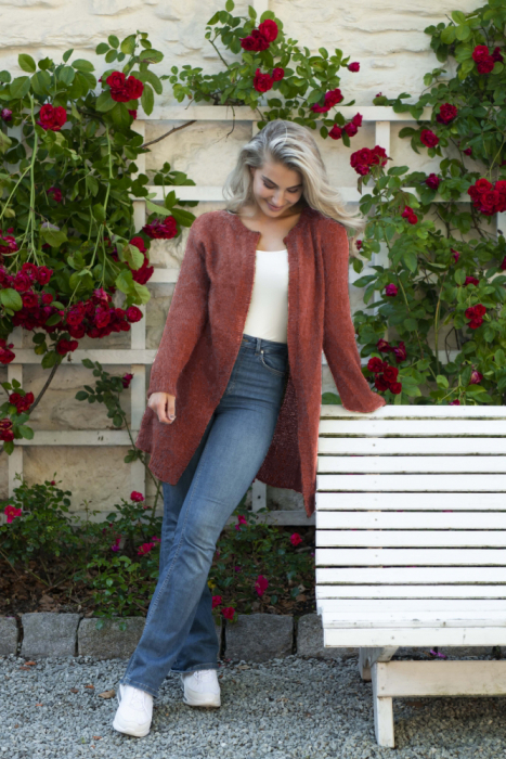 Basic Cardigan Lang Mohair Edition fra SD Lys Hindbær