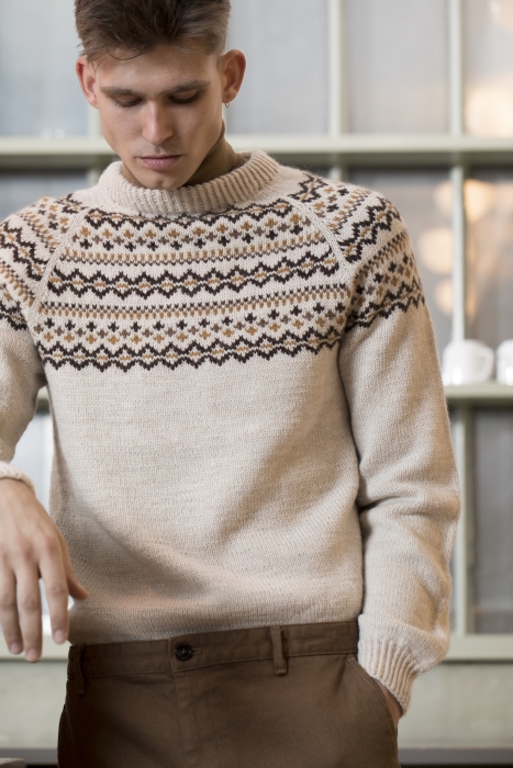 DSA - Oder Trøje Lys Beige m/mønster 91-12