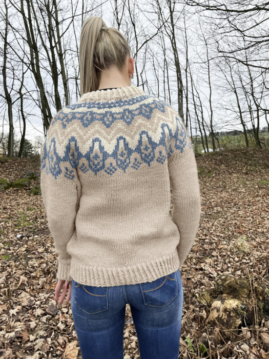 Gjestal - Klaki Genser Beige & Jeansblå  294-03G