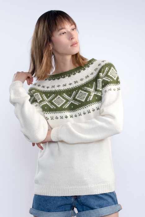 Dale - Cortina Genser Oliven 405-03 (Lanolin Wool)