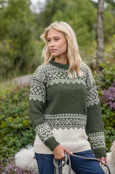 Gjestal - Setesdal Genser Armygrønn (Pure Merino) 288-36B