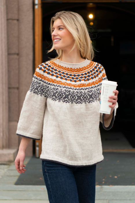 Polka Trøje Beige/Orange