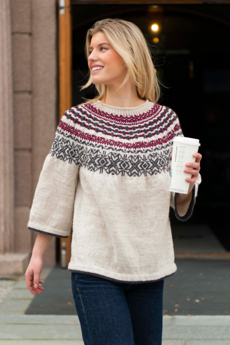 Polka Trøje Beige/Bordeaux